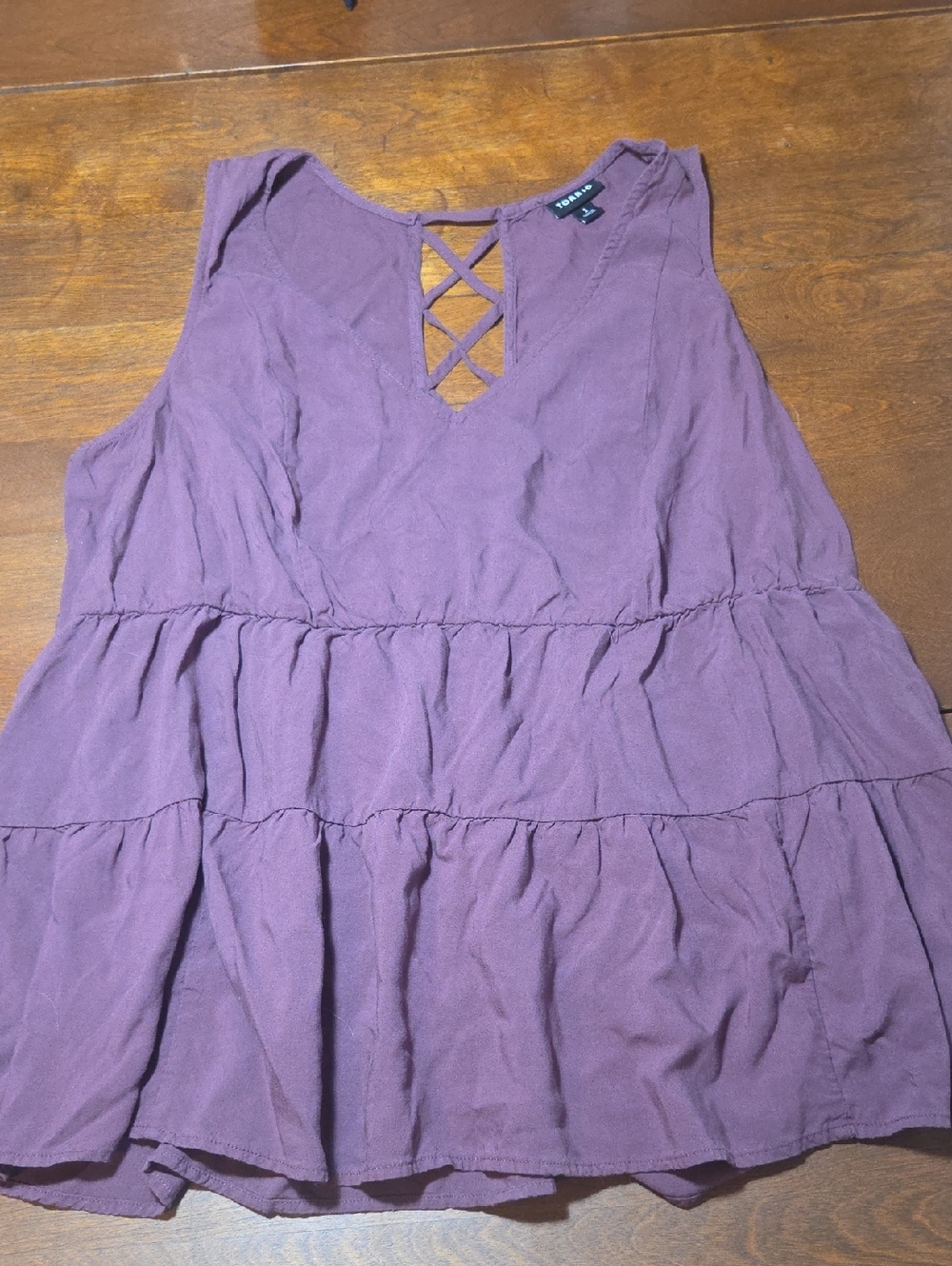 Torrid Plum Crisscross Tiered Tank Top Size 1 Or Xl